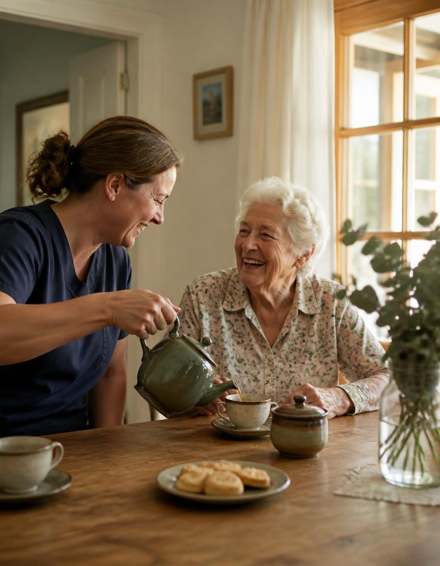An NDIS participant and their support worker heading out together in their local neighbourhood