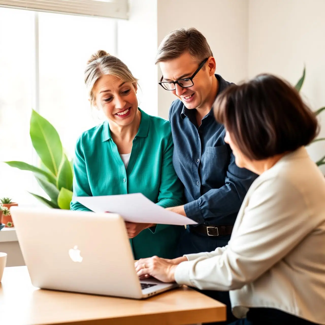 A support coordinator and a participant reviewing options together at a kitchen table